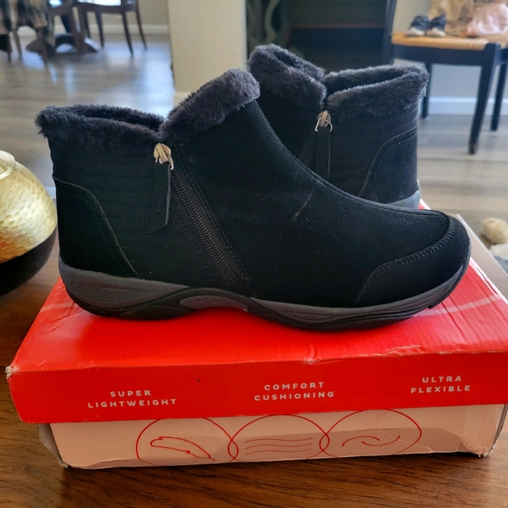 Easy Spirit Black Winter Ankle Boots with Side Zipper Sz 10